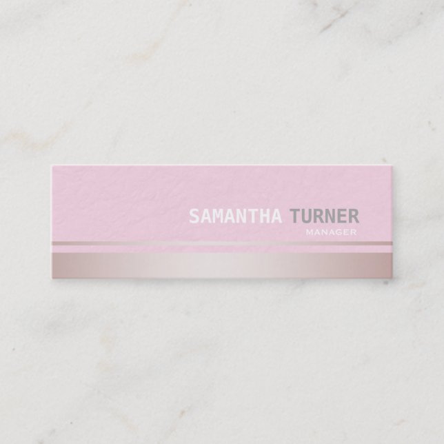 Elegant Pink Stripes Textured Professional Custom Mini Business Card (Front)