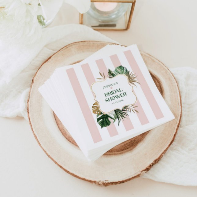 Elegant Pink stripes tropical girly bridal shower Napkin (Creator Uploaded)