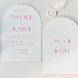 Elegant Pink Stylish Minimalist Arched Wedding Invitation