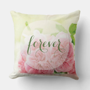 Elegant Pink Summer Rose Wedding Forever Cushion