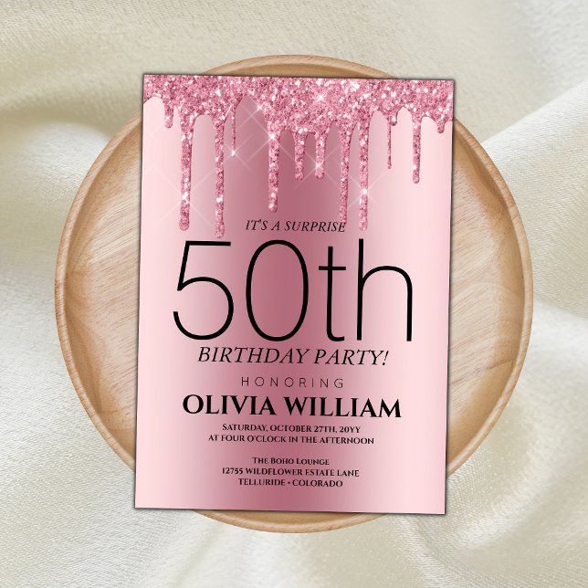 Elegant Pink Surprise Birthday Party Invitation (Creator Uploaded)