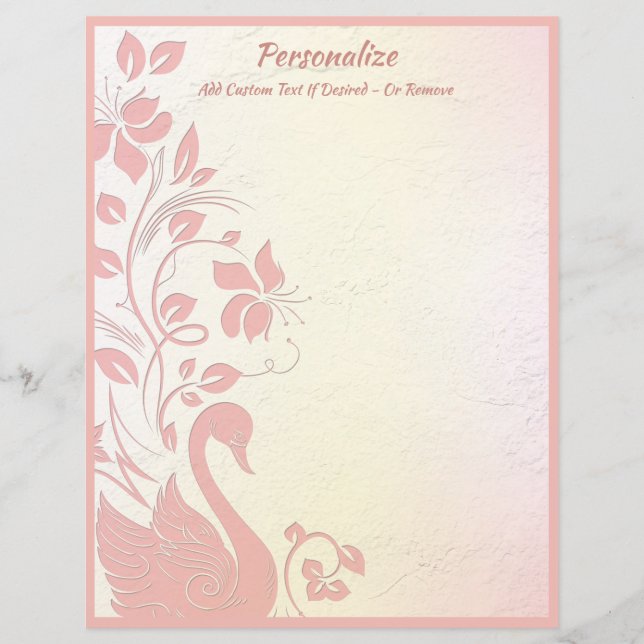 Elegant Pink Swan Floral Design Personalise (Front)