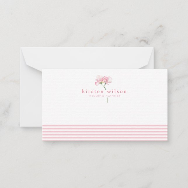 Elegant Pink Sweet Pea Flowers - Personalised Card (Front)