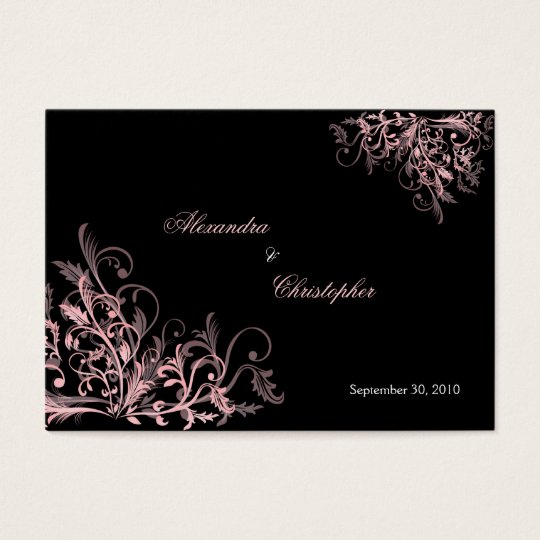 Elegant Pink Swirls RSVP Wedding Announcement Mini Business Card