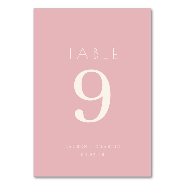 Elegant Pink Table Number (Front)