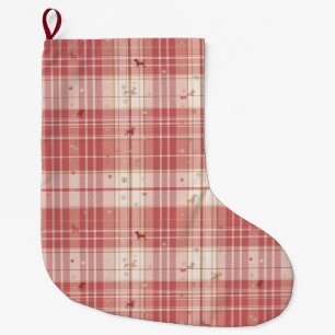 Elegant Pink Tartan Dog Christmas Stocking Blush
