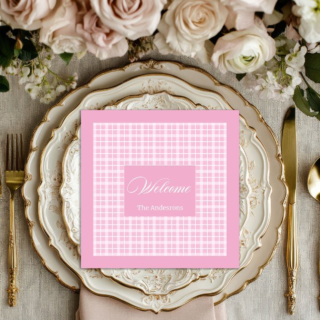 Elegant Pink Tartan Napkins Personalised Style (Elegant Pink Tartan Napkins Personalized Style)