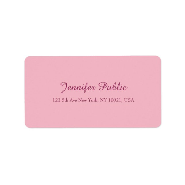 Elegant Pink Template Modern Handwriting Script Label (Front)