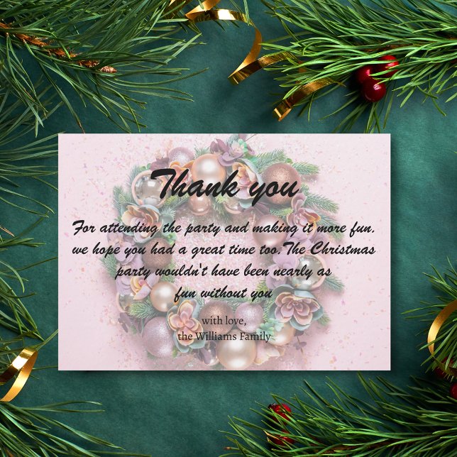elegant pink thank you christmas photo card (Creator Uploaded)