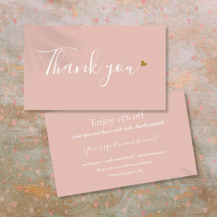Elegant Pink Thank You For Shopping Discount Card