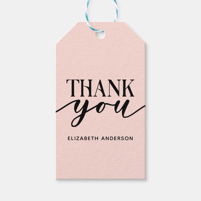 Elegant Pink Thank You Gift Tags (Front)