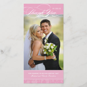 Elegant Pink Thank You Photo Card (4x8)