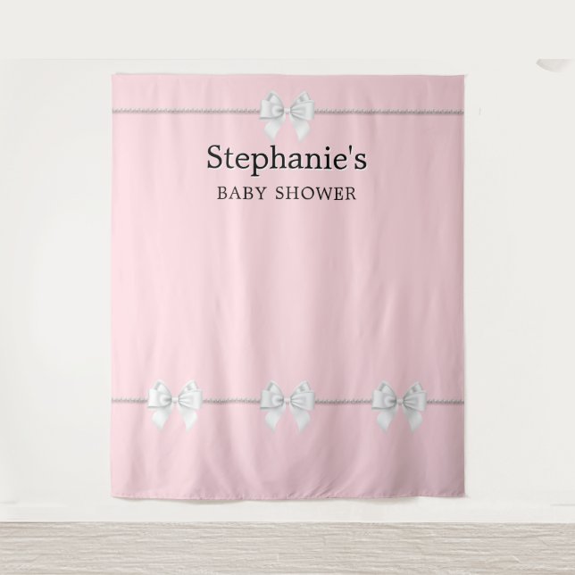 Elegant Pink Tiffany Baby Shower Sign Backdrop Tapestry (Front)
