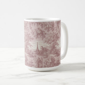 Elegant Pink Toile de Jouy French Country Scene  Coffee Mug