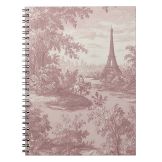 Elegant Pink Toile de Jouy French Country Scene  Notebook