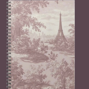 Elegant Pink Toile de Jouy French Country Scene Notebook