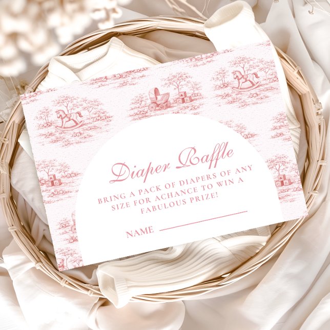 Elegant Pink Toile Diapper Raffle Enclosure Card (Creator Uploaded)
