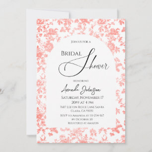 Elegant Pink Toile Floral Bridal Shower Brunch Invitation