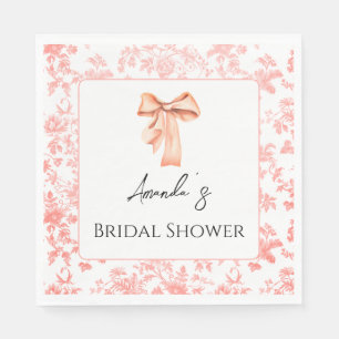 Elegant Pink Toile Floral Bridal Shower Brunch Napkin