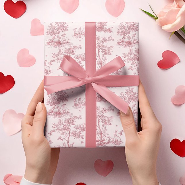 Elegant Pink Toile Pattern | Easter Wrapping Paper (Creator Uploaded)