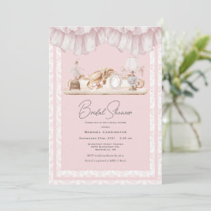 Elegant Pink Toile Vintage Whimsical Bridal Shower Invitation