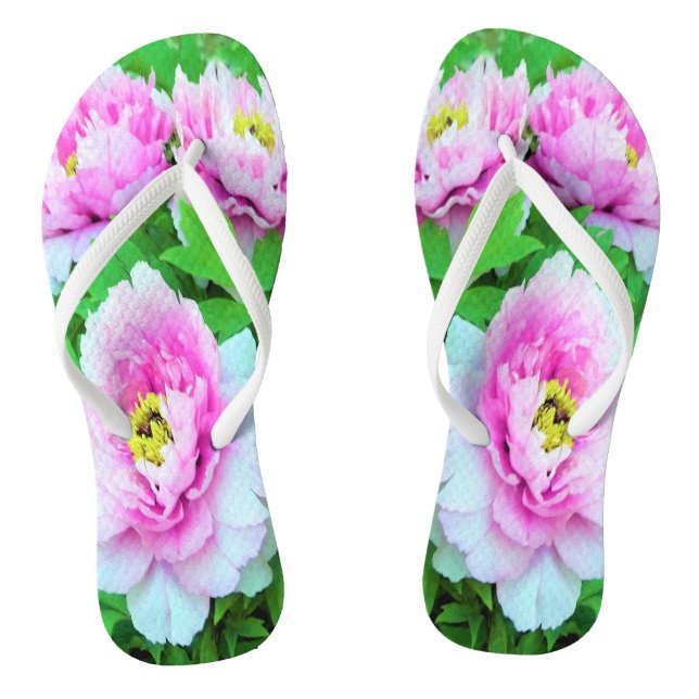 Elegant Pink Tree Peony Flowers with Yellow Centre Thongs (Footbed)