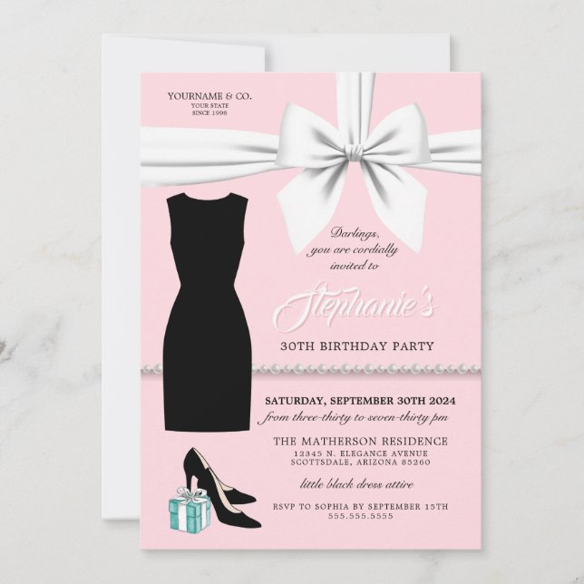 Elegant Pink Trendy Tiffany Birthday Invitation (Front)