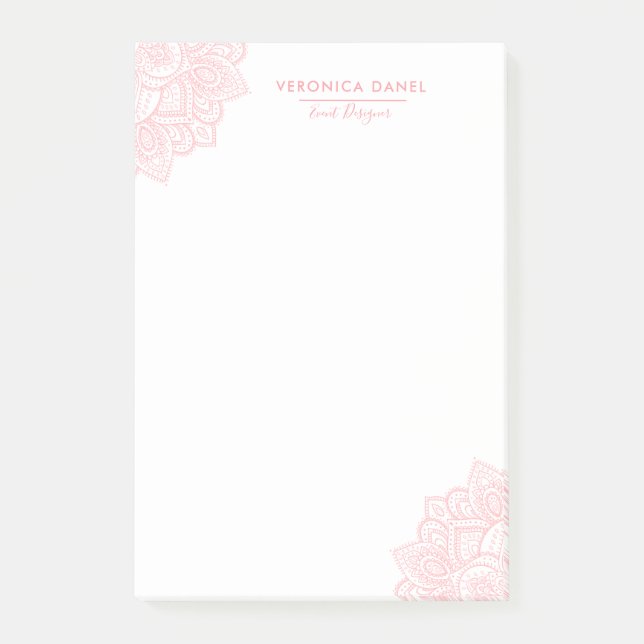 Elegant Pink Tribal Mandala Lace Design Post-it Notes (Front)