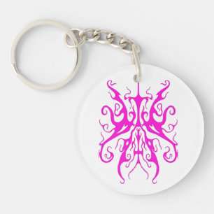 Elegant Pink Tribal Mask Abstract Design Key Ring