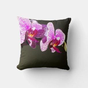 Elegant pink tropical floral flowers orchids cushion