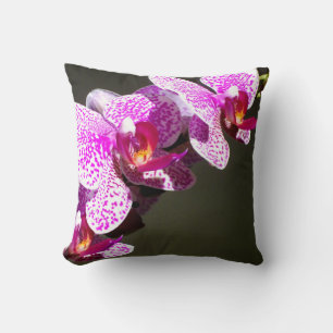 Elegant pink tropical floral flowers orchids cushion