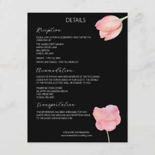 Elegant Pink tulip - minimalist modern wedding Enclosure Card
