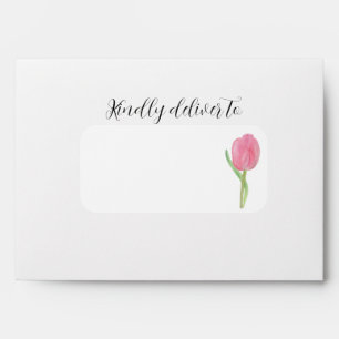 Elegant Pink tulip - minimalist modern wedding Envelope