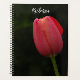 Elegant Pink Tulip Photo Script Personalised Planner