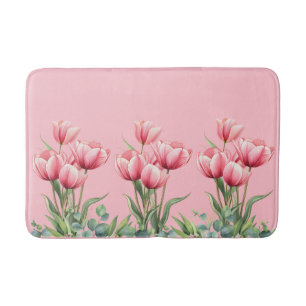 Elegant Pink Tulips Floral Mother's Day Gift Bath Mat