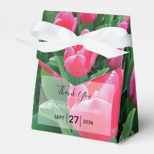 Elegant Pink Tulips Wedding Favour Box