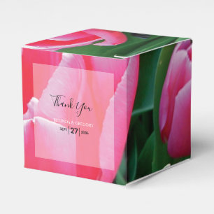 Elegant Pink Tulips Wedding Favour Box