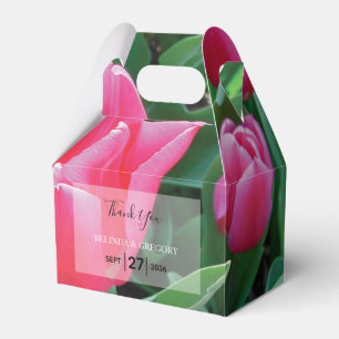 Elegant Pink Tulips Wedding Favour Box
