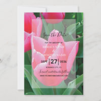 Elegant Pink Tulips Wedding Invitations
