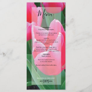 Elegant Pink Tulips Wedding  Menu