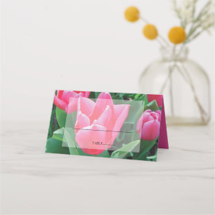 Elegant Pink Tulips Wedding Place Card