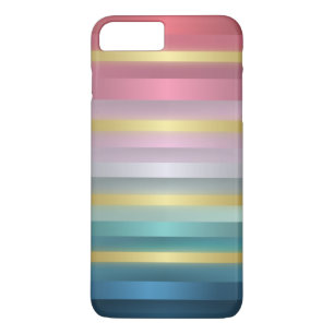 Elegant Pink Turquoise Gold Stripes iPhone 8 Plus/7 Plus Case