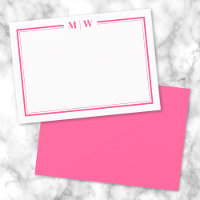 Elegant Pink Two Border Minimalist Monogram
