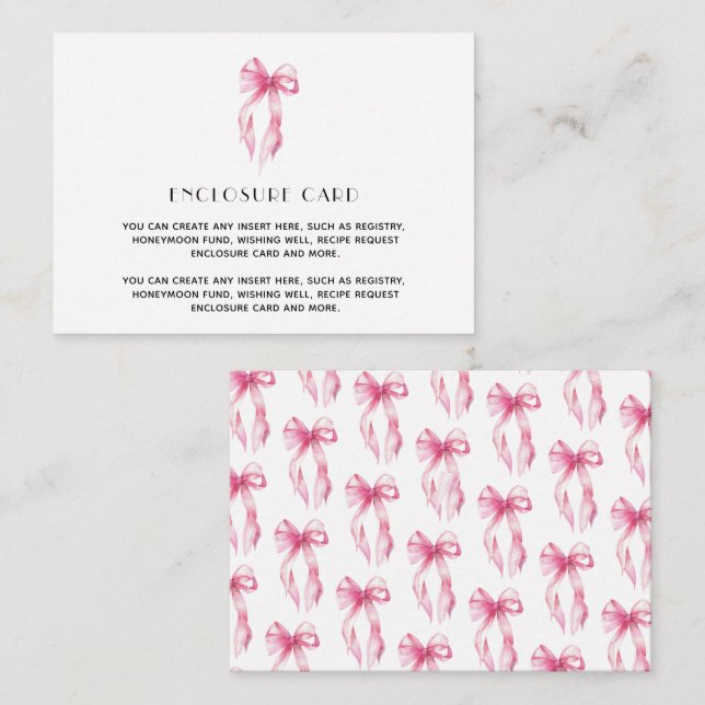 Elegant Pink Tying The Knot Bridal Shower Enclosure Card (Front/Back)
