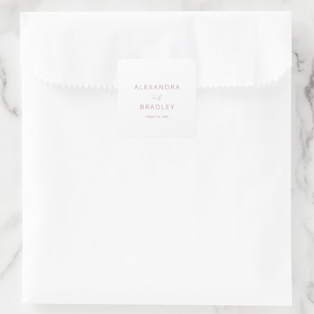 Elegant Pink Typographic Square Sticker (Bag)