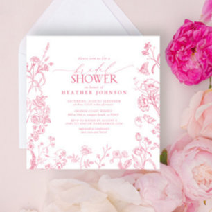 Elegant Pink Victorian Floral Bridal Shower Invitation
