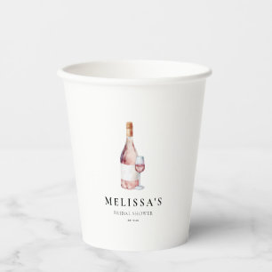 Elegant Pink Vino Before Vows Bridal Shower Paper Cups