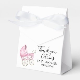Elegant Pink Vintage Baby Carriage baby shower Favour Box
