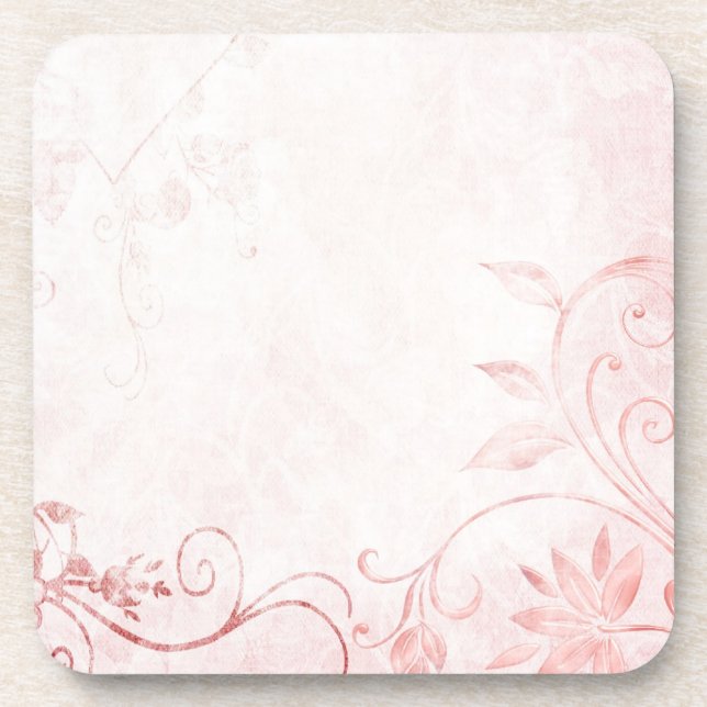 Elegant Pink Vintage Coaster (Front)