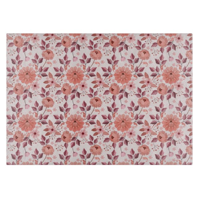 Elegant Pink Vintage Rose Flowers  Cutting Board (Front)